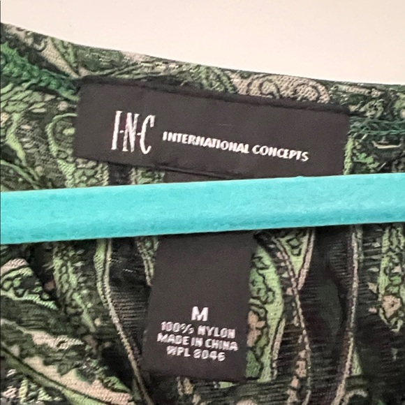 INC International Concepts Green Paisley Long Sleeve Top - Picture 3 of 3
